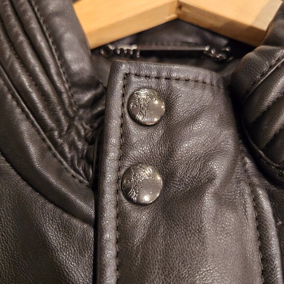 VERSACE COLLECTION Down Filled Leather Moto Jacket - Picture 8 of 16